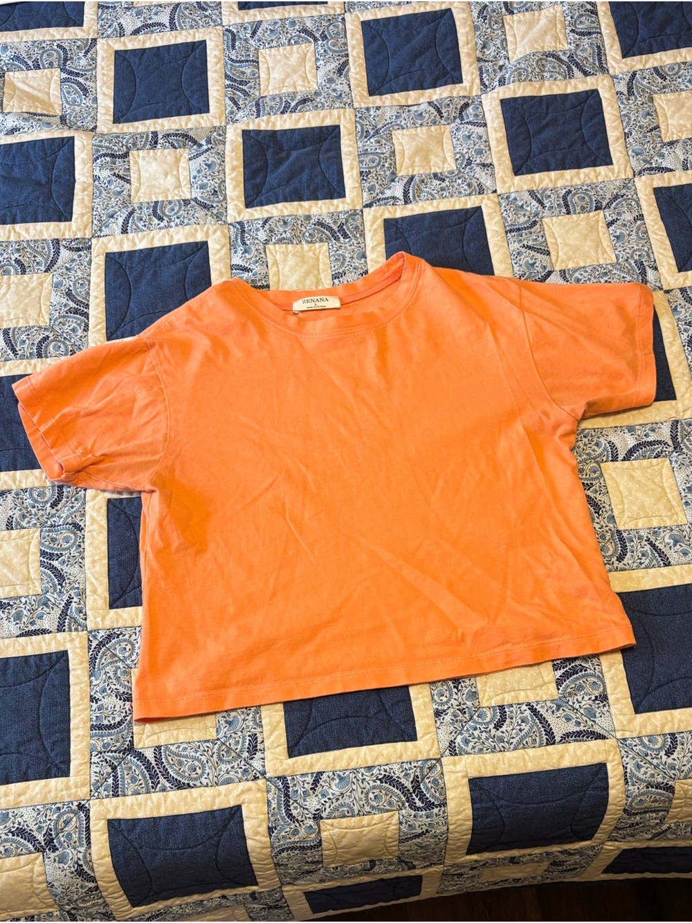 Zenana Outfitters Orange Boxy Cropped Tee